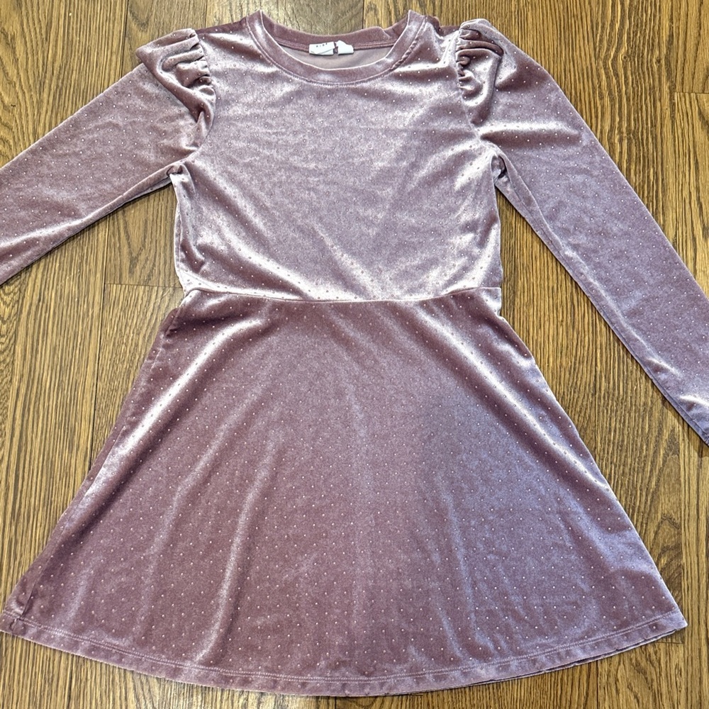 Gap Kids Girls' Sparkle Velvet Long-Sleeve Dress - Mauve Pink